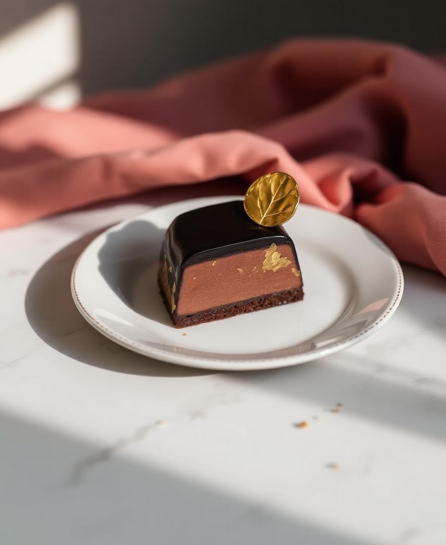 Fondant chocolat, feuille d'or